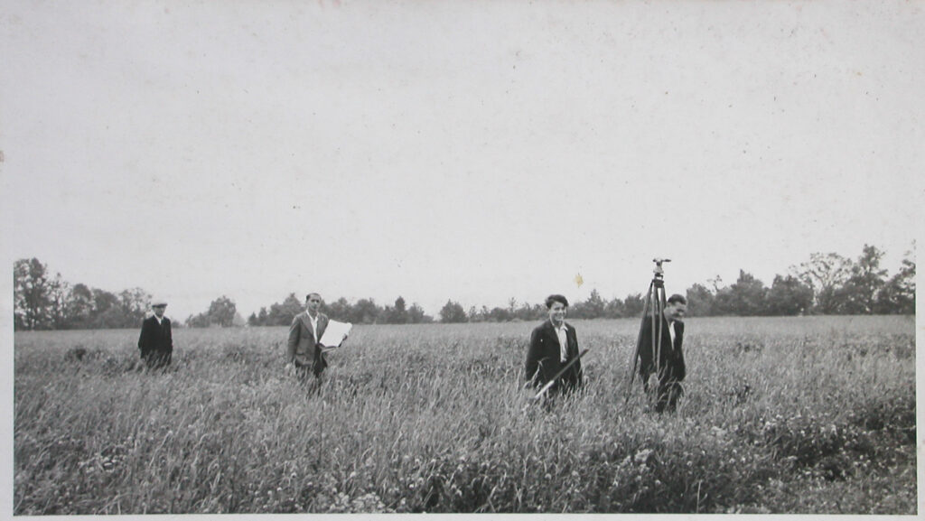 German surveyors at the future construction site of IG Farben at Auschwitz in 1940. Collection: Hans Citroen