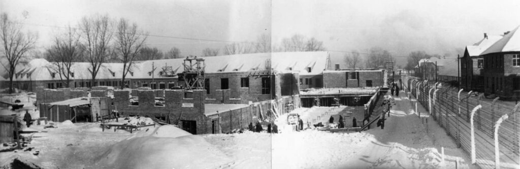 Construction of the reception area for prisoners in 1942-1943, now the Visitor Centre Museum Auschwitz-Birkenau. Collection: Archiwum Państwowe w Katowicach Oddział w Oświcięmiu